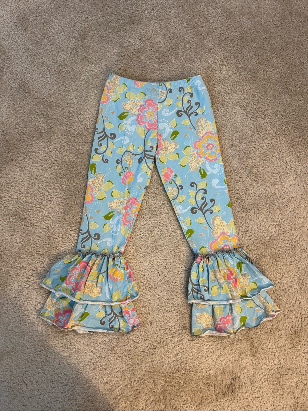 Vintage Mustard Pie 70s Style Girls’ Floral Ruffle Leggings Pants